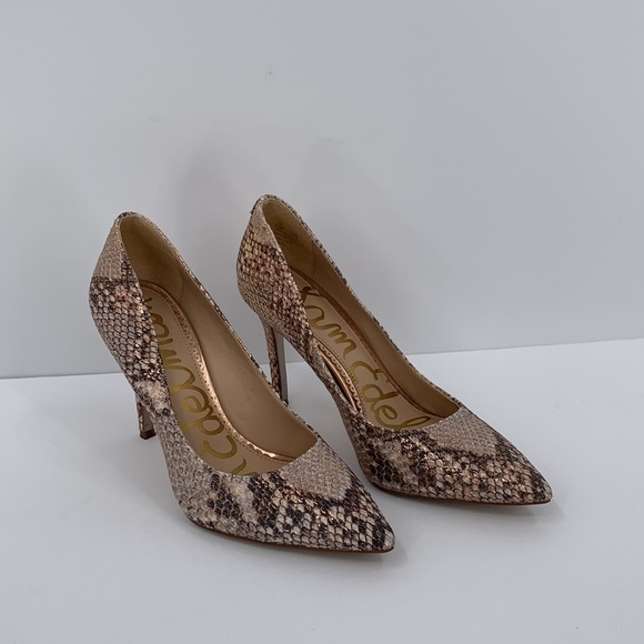 Sam Edelman Hazel pointed toe stiletto pumps shoe brown snake copper shimmer 5.5 - Picture 2 of 6